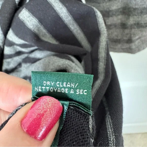 Lauren Ralph Lauren Gray Striped Sweater Dress Size Medium Gray Black White Fall - Picture 12 of 12